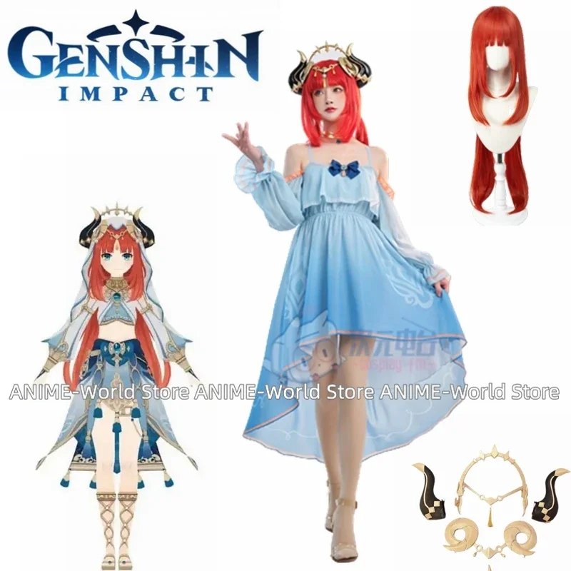 Anime Genshin Impact Cosplay Traje, Nilou Doujin, Vestido de praia, Jogo de Cos, Uniforme de Festa, Halloween