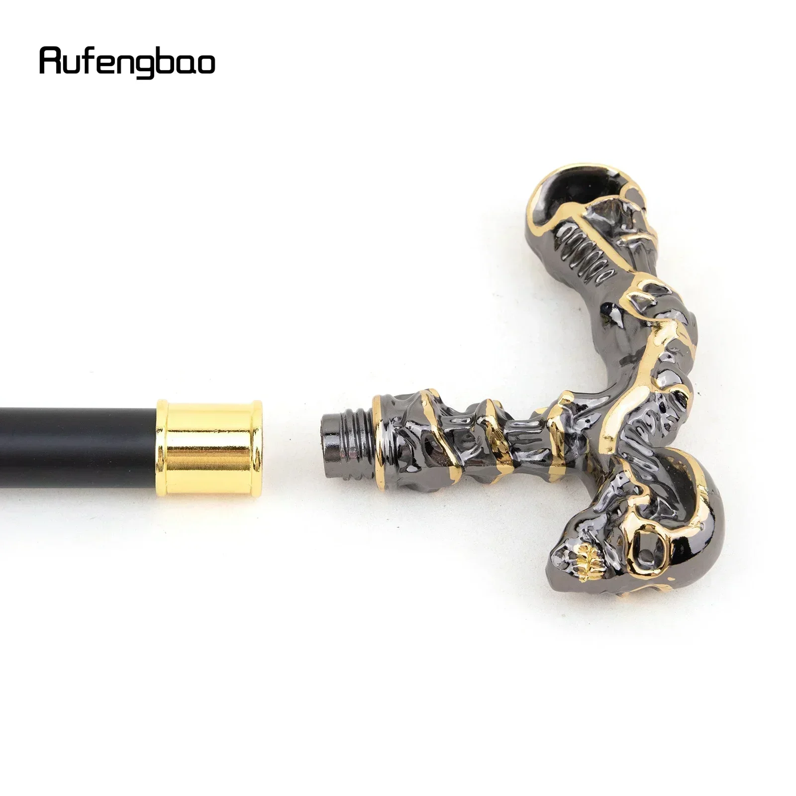 Golden Black Skull Walking Stick Decorative Vampire Cospaly Vintage Party Fashionable Walking Cane Halloween Crosier 93cm view 6