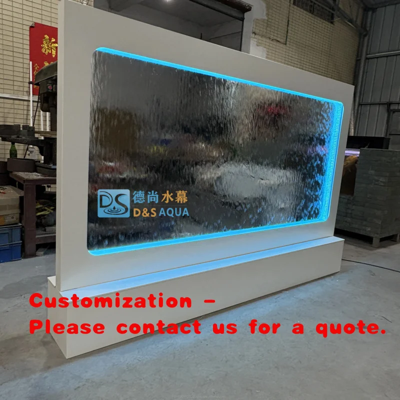 custom.DESHANG Customized Modern Glass Wedding Waterfall Backdrop New Arrival White Tempered Glass Metal Stand Event Wall Decora