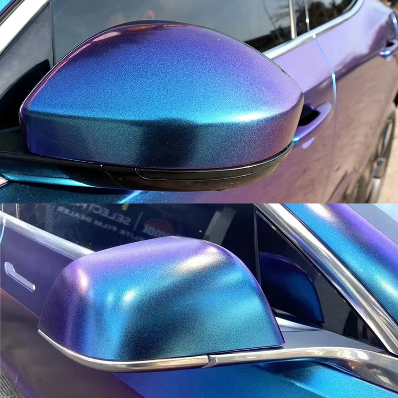 ماتي الأرجواني الأزرق اللؤلؤ بريق معدني الحرباء الفينيل التفاف فيلم سيارة ملصق يدوي الصنع ملصق مائي مع إطلاق الهواء ذاتية اللصق #5