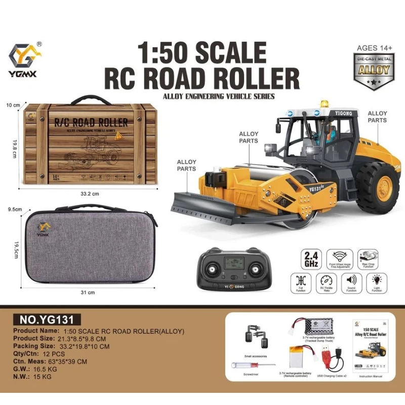 YK 1: 50 alloy remote control engineering vehicle excavator bulldozer track dump truck simulation engineering vehicle model toy