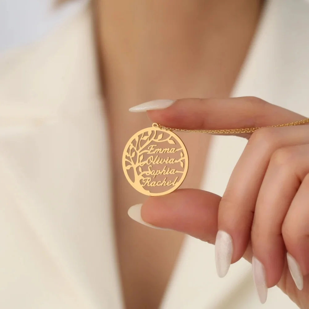 

Tangula Custom Kids Names Mom Necklace Personalize Stainless Steel Tree Of Life Pendant Family Jewely Birthday Gifts