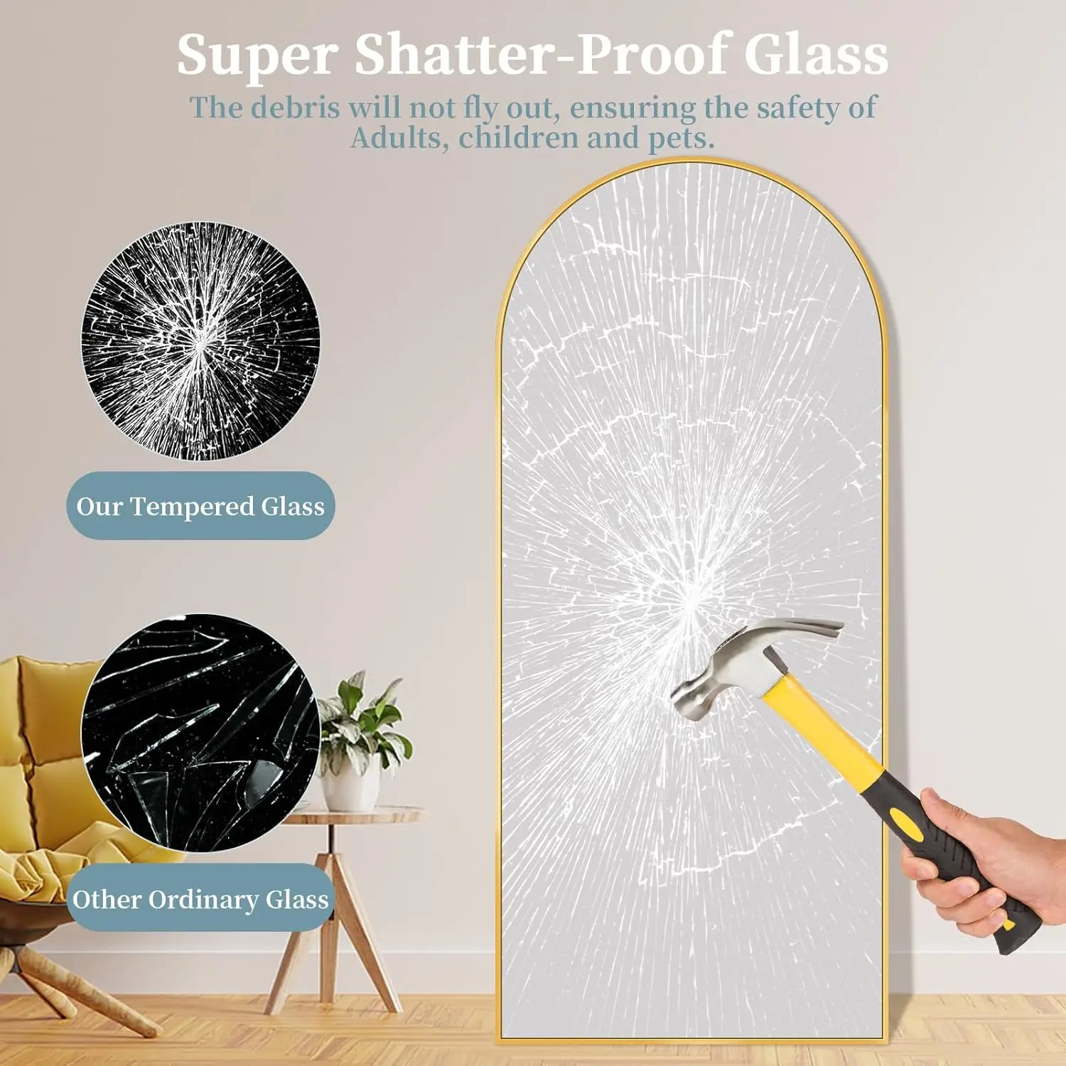 [Vendita calda! ]Specchio a figura intera con supporto, specchio da pavimento con struttura in alluminio ad arco da 71"x28", grande corpo intero, Freestan