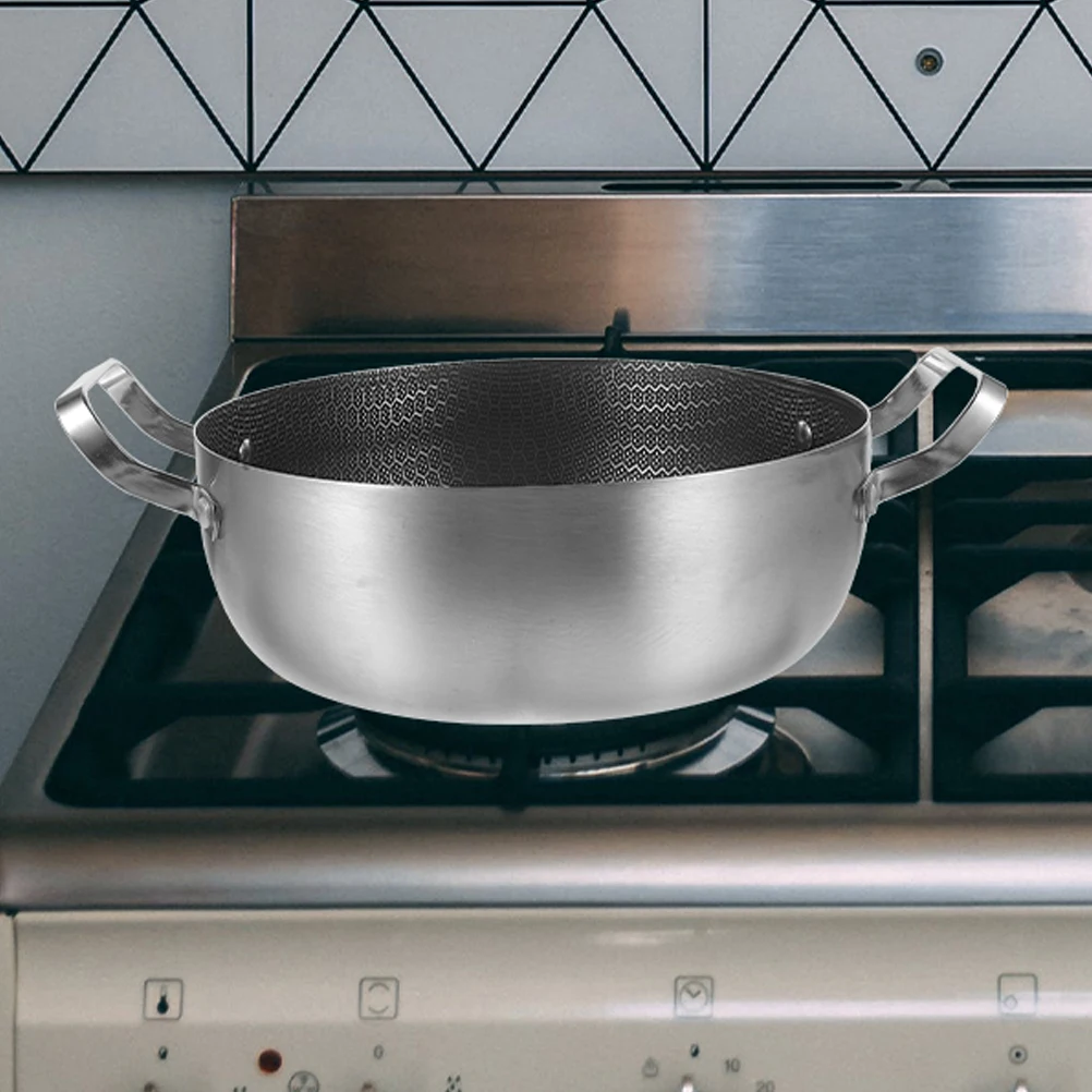 

20Cm Stainless Steel Soup Non-Stick Cooking Kitchen Hot Thicken Metal Pan Frying Pot Multi-Purpose Home Restaurant Use