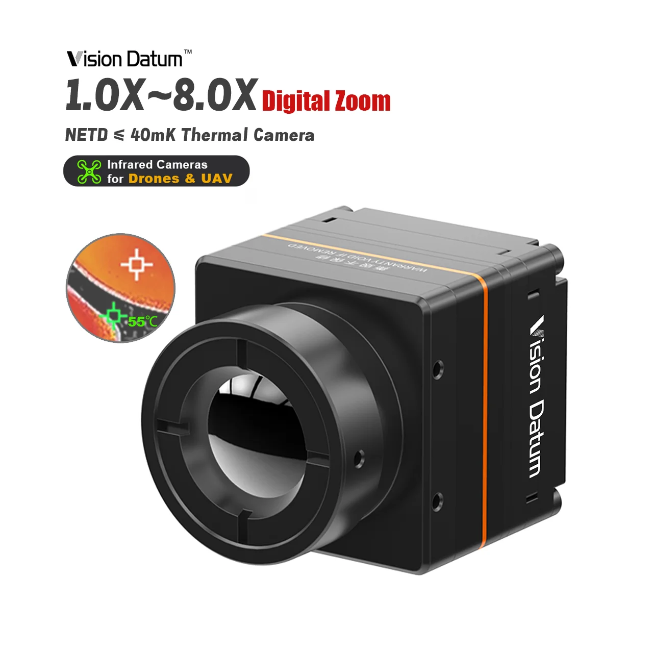 Cámaras de imagen térmica LWIR con zoom digital compacto 1-8x Lente atermica de 9 mm para Matrice 100
