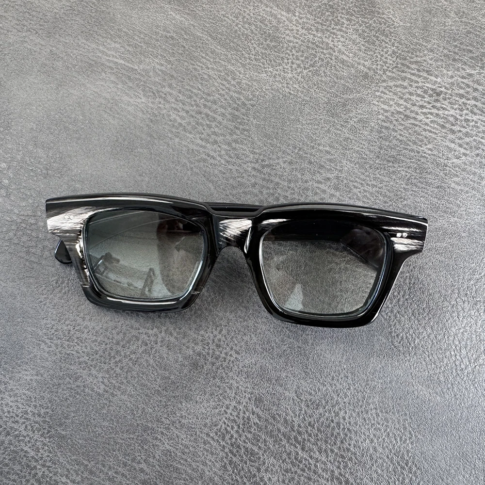 Eeyglass Frames Square Thick Vintage Stripes Handmade Buffalo Horn Prescription Eyeglasses Optical Lens Men's Glasses Frames - view 2