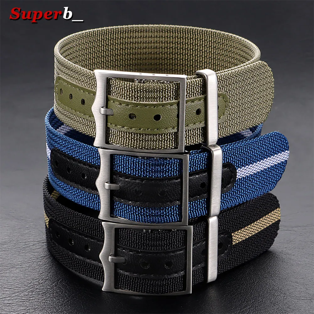 High Density Durable Ribbed Nylon Watch Strap 20mm 22mm for Omega Military Nylon Watch Band Thicken Sport Wristband Accessories