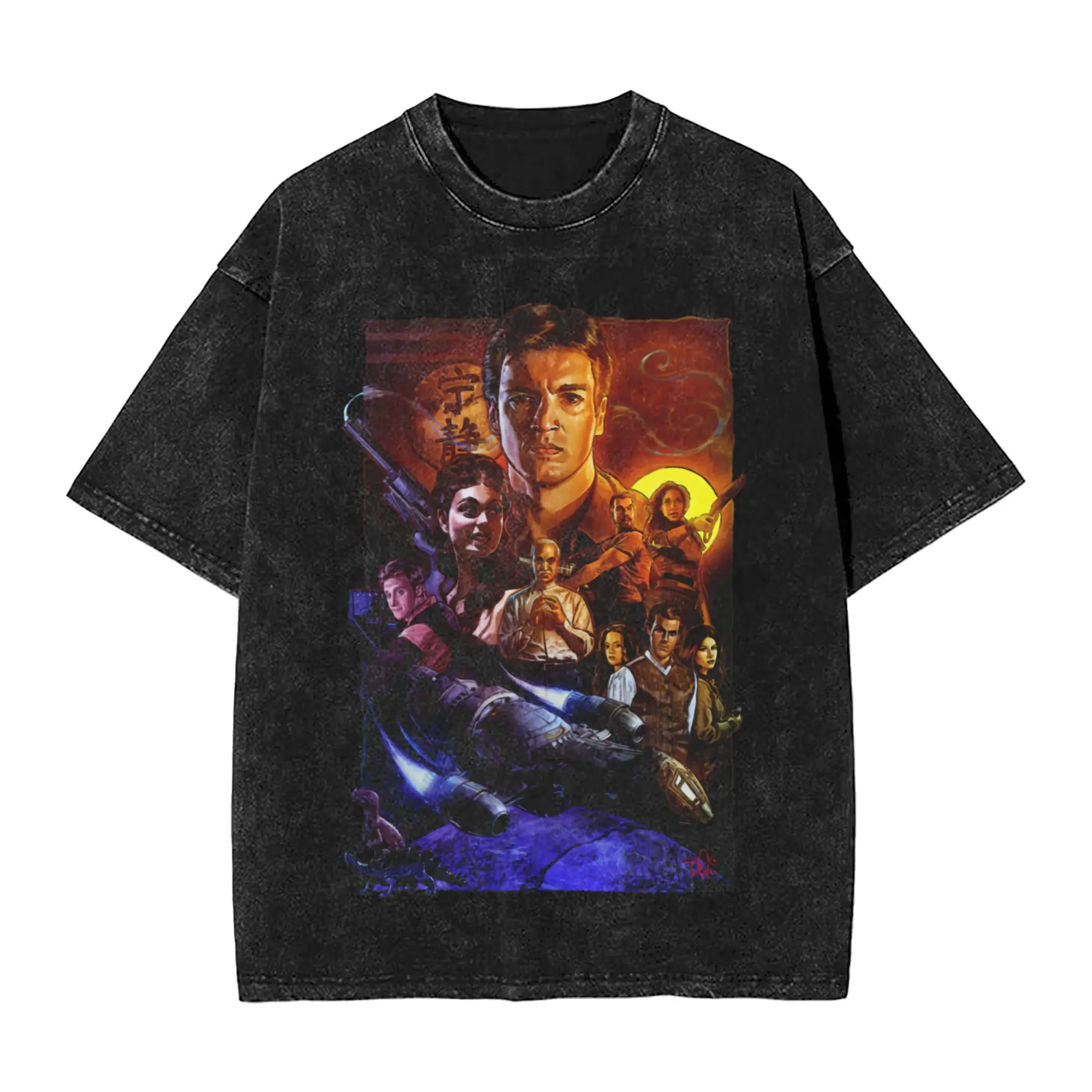 Harajuku Washed Shirt Firefly TV Series Outfit Fashion T-Shirts Oversize  Streetwear Short Sleeve Printed Tees