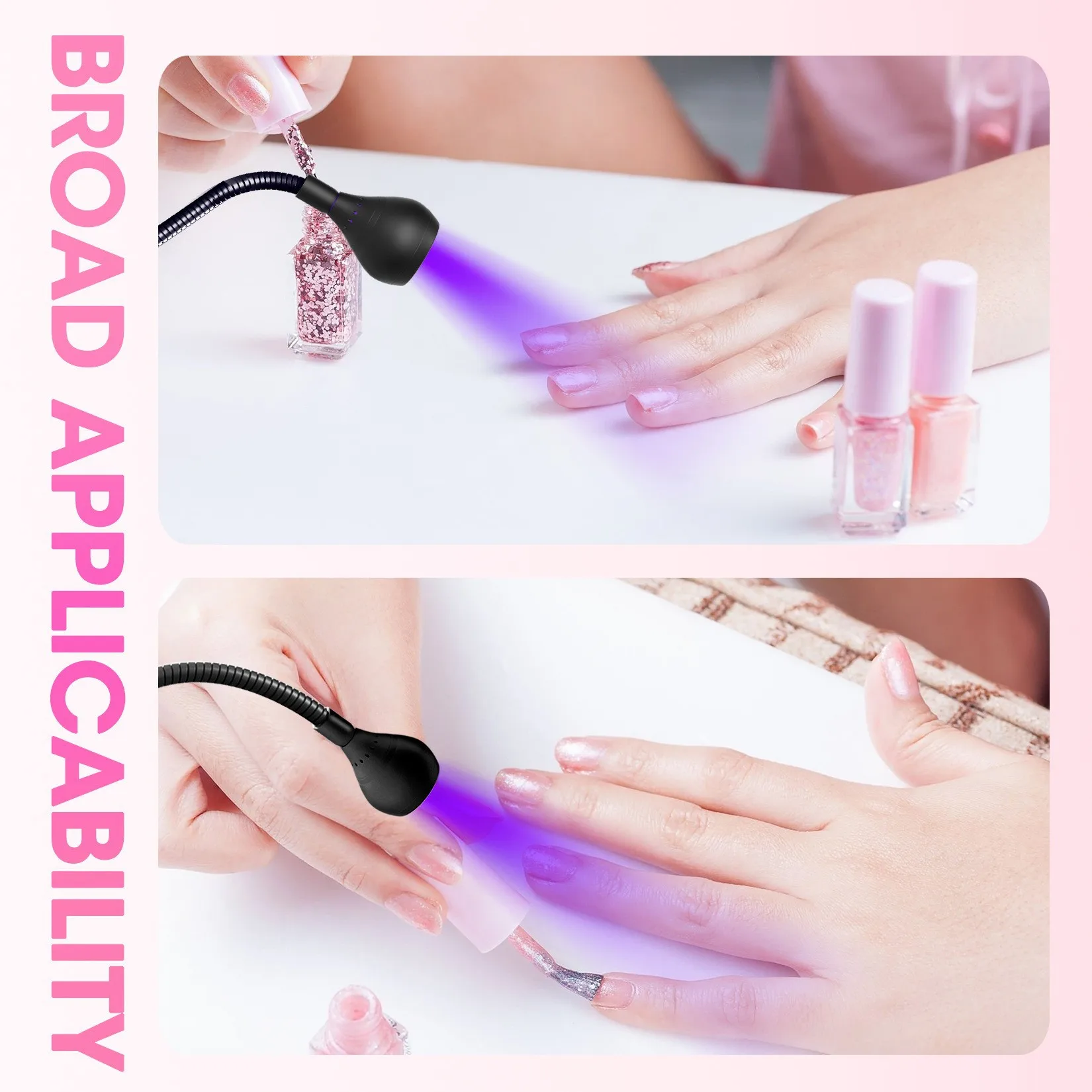 UV Nail lamp Nail Dryer Light 395nm Wavelength Clip-on Desk Mini USB For Gel Nails ongle Manicure Salon Tools