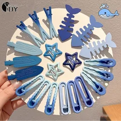 3pcs/set Hair Clips Blue Star Fish Bone Hairpin Set Cute Hairpin Children Girl Hair Clip Metal Hair Clips Kid Hair Accessories