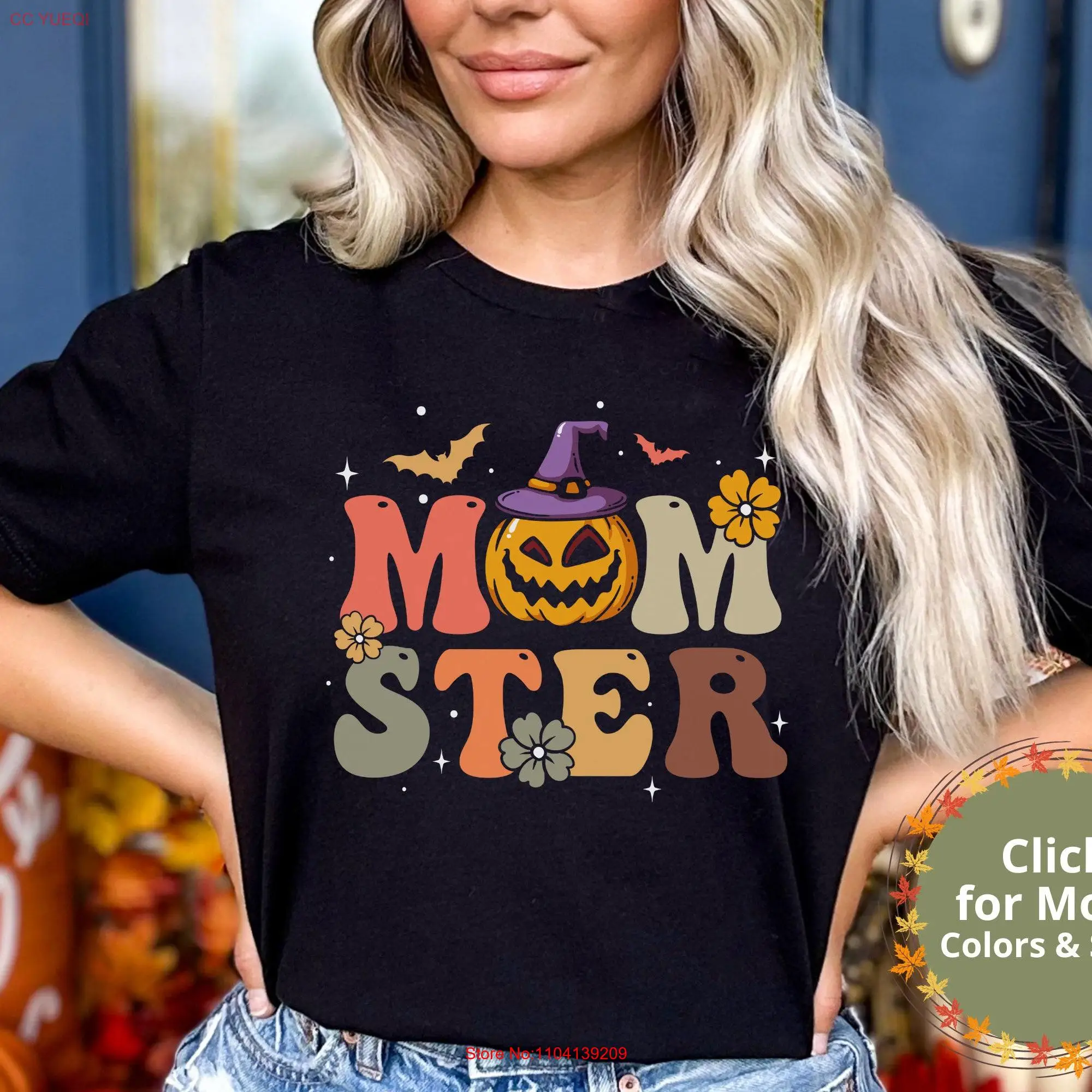 Momster T Shirt for Mom Halloween Funny Party Fall Women Humor October long or short sleeves