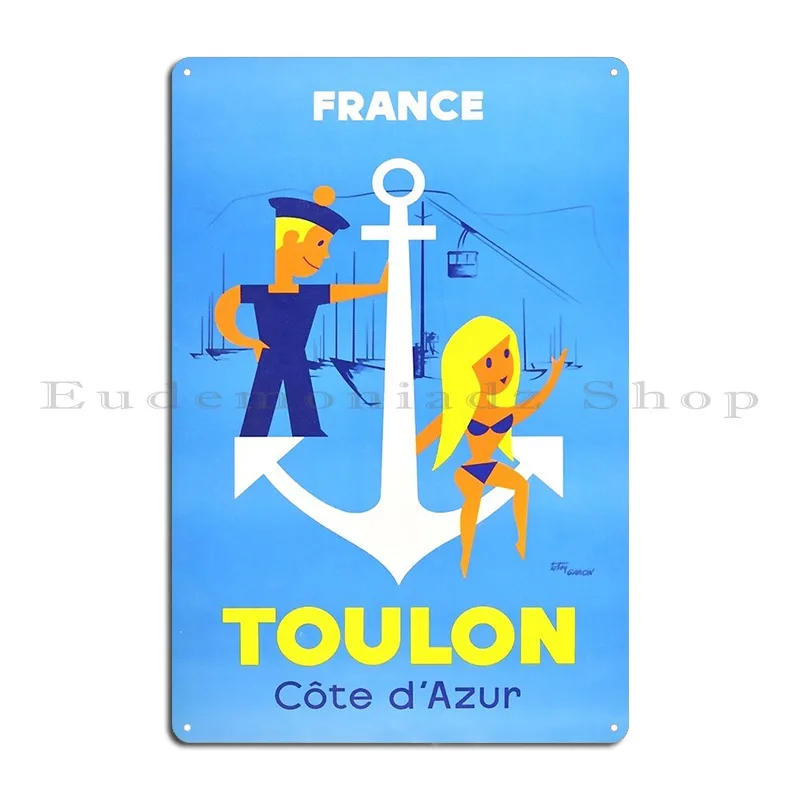 Toulon Vintage Travel Poster Metal Sign Vintage Pub Bar Designing Pub Tin Sign Poster