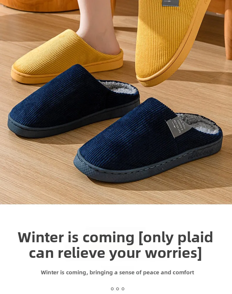 NEUE Damen- und Herren-Hausschuhe, Lässige Dicke Weiche Hausschuhe, Plüsch-Hausschuhe, Rutschfeste Thermo-Hausschuhe, Winter-Flachschuhe für Drinnen – Detail 4