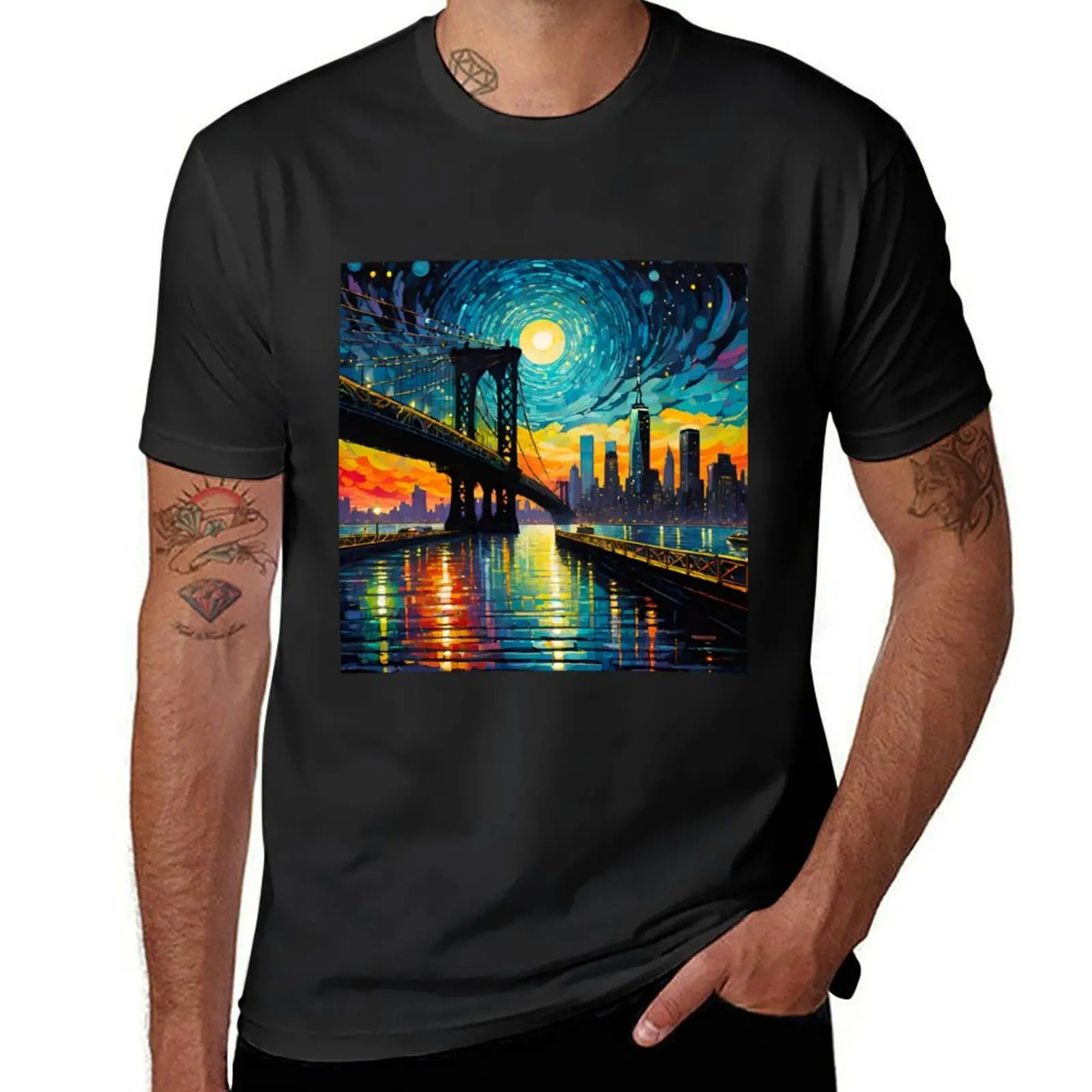 Brooklyn Bridge Brilliance: Iconic Landmark in the Big Apple T-Shirt graphics animal prinfor boys plus sizes t shirts for men