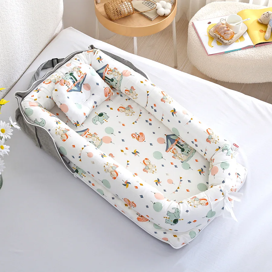 Winter Portable Kids Bedding Fence Basket Removable Baby Mattress Nest Bed Playpens Cushion Bumper Travel Crib For Newborn