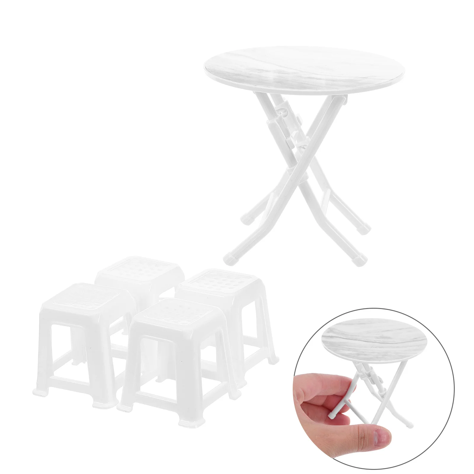 1Set Miniatur Tisch Stühle Set Lebendige Farben Dauerhafte Qualität Kreative Spielen DIY Puppenhaus Zubehör Mini Puppenhaus Möbel