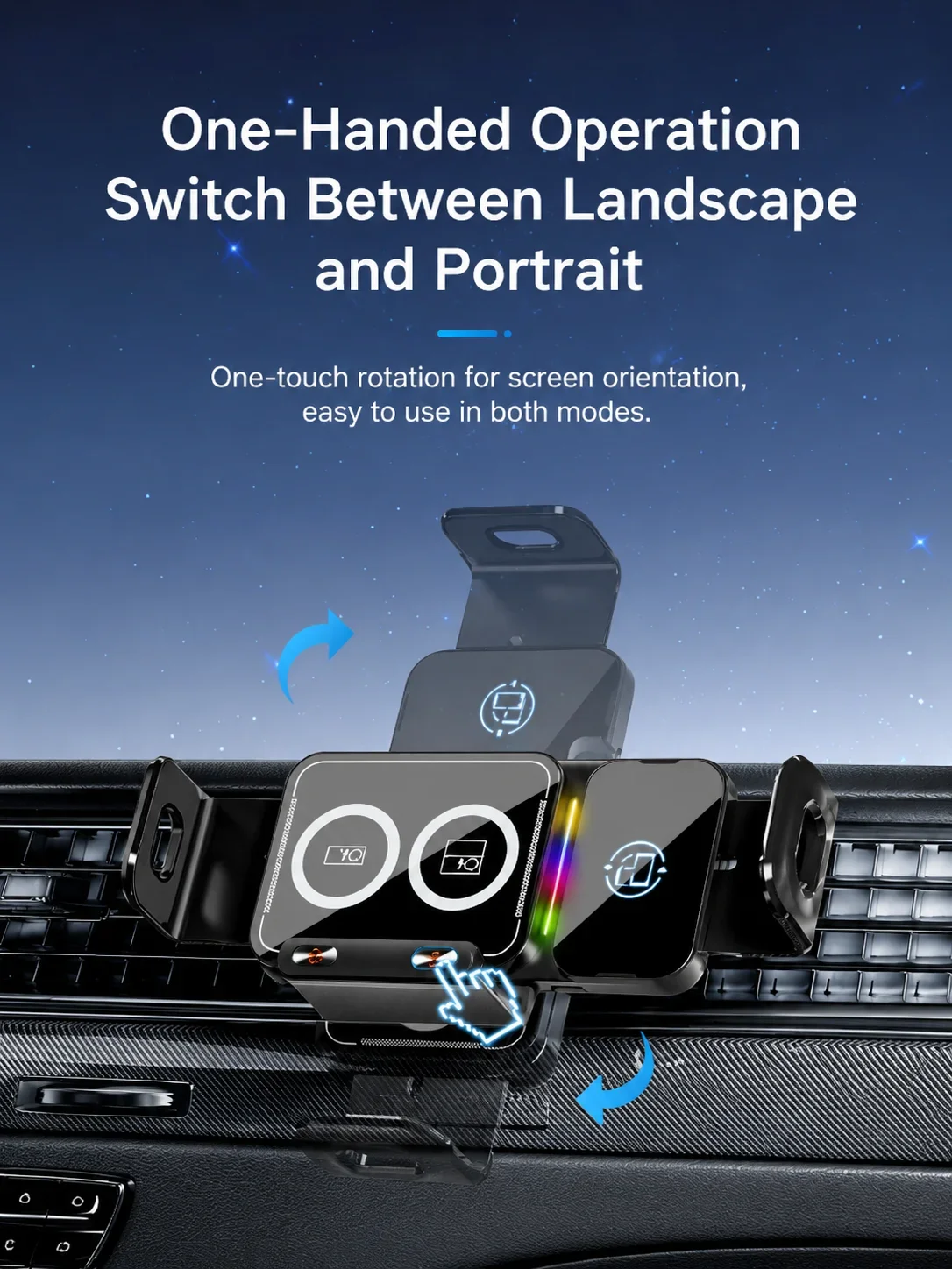 15W Kabelloses Ladegerät Universeller Auto-Handyhalter 360° ° Drehbare Halterung für Samsung Galaxy Fold 7 6 5 4 Z Flip S25 S24 iPhone 17 16 – Detail 2