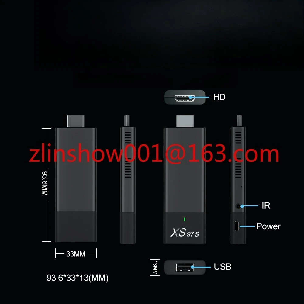 XS97 S3 BT TV Stick Venta caliente FireTV 4K Android 10 Stick BT Control remoto HD características 2GB RAM 8GB Flash Allwinner H313