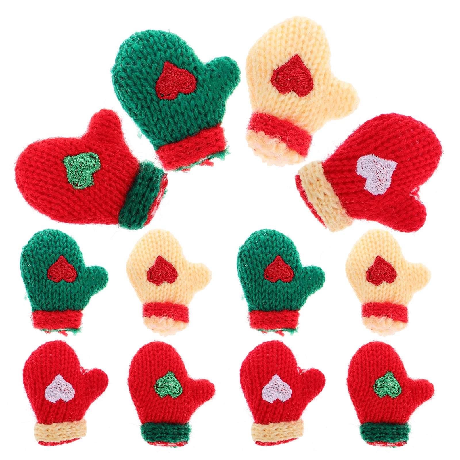 16 Pcs Christmas Woolen Knitted Gloves Knitting Ornaments Box Small Woven DIY Plush Craft Snowman