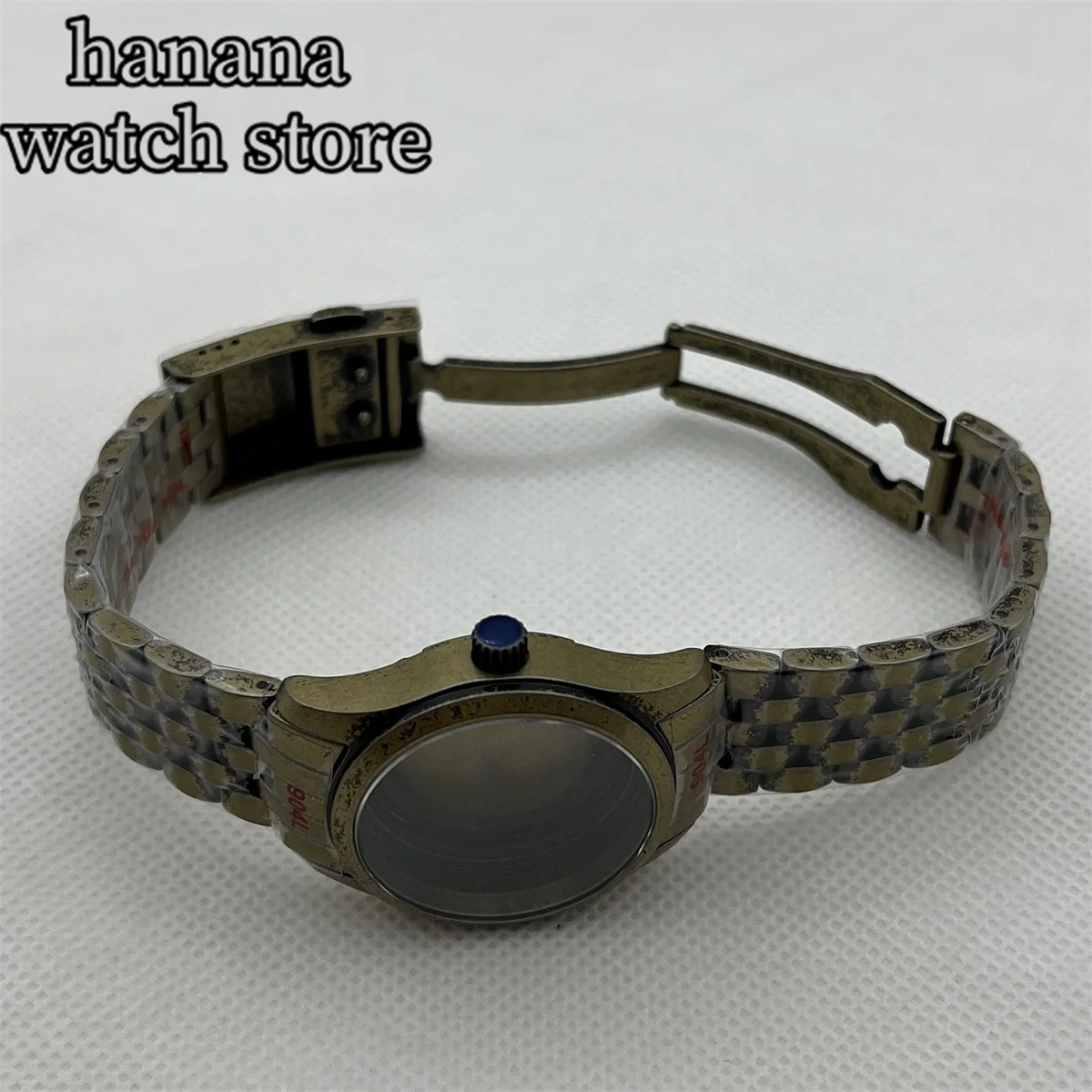 Bliger 36มม. 39มม. เคสกระจกไพลินโดมทองแดงเหมาะกับ NH34 NH35 36 ETA2824สร้อยข้อมือสแตนเลส PT5000