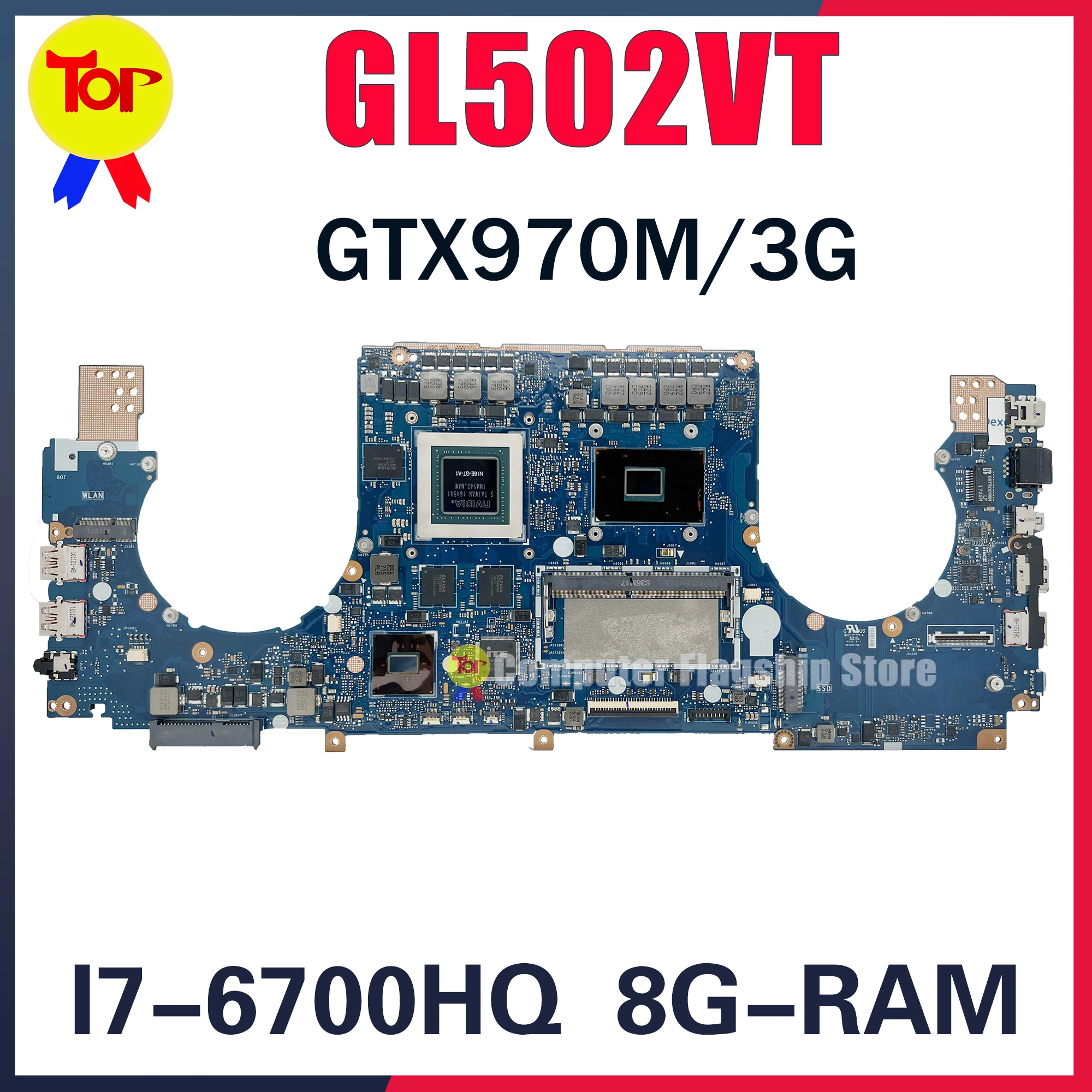 Imagem -01 - Kefu Gl502vt Placa-mãe do Portátil para Asus Rog S5vt Gl502vt I76700hq 8g Memória Gtx970m 3g Mainboard 100 Trabalho Testd