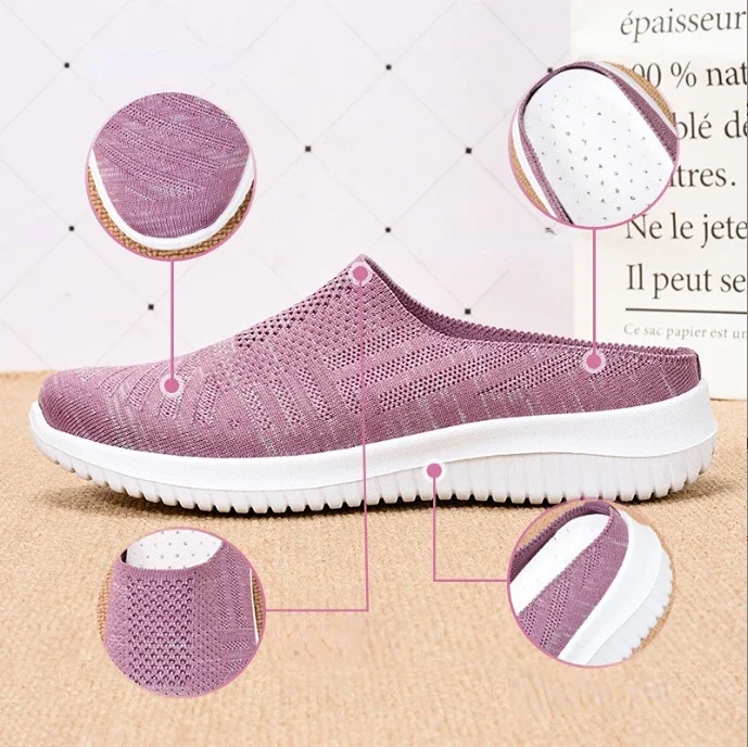 Women Vulcanized Shoes Flat Shoes Single Shoes Ultra Light Breathable Mesh Slipper Plus Size Loafer Zapatos De Mujer