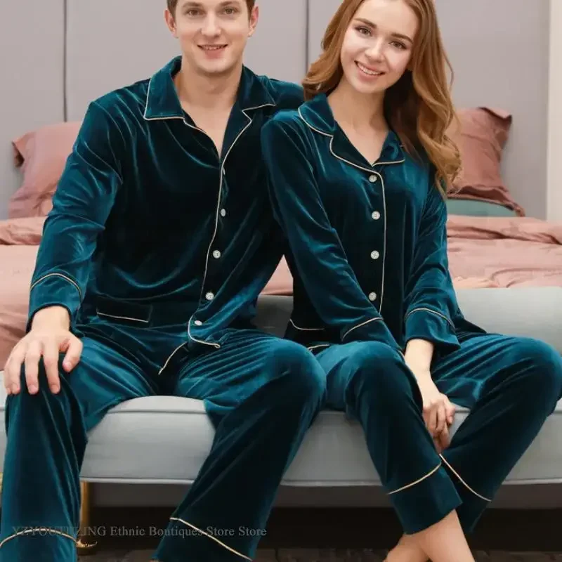 

Autumn Winter New Velvet Pajamas Set Couple Sleepwear Home Clothes Loose Casual Velour Nightwear Loungewear Pijamas Suit Pyjama