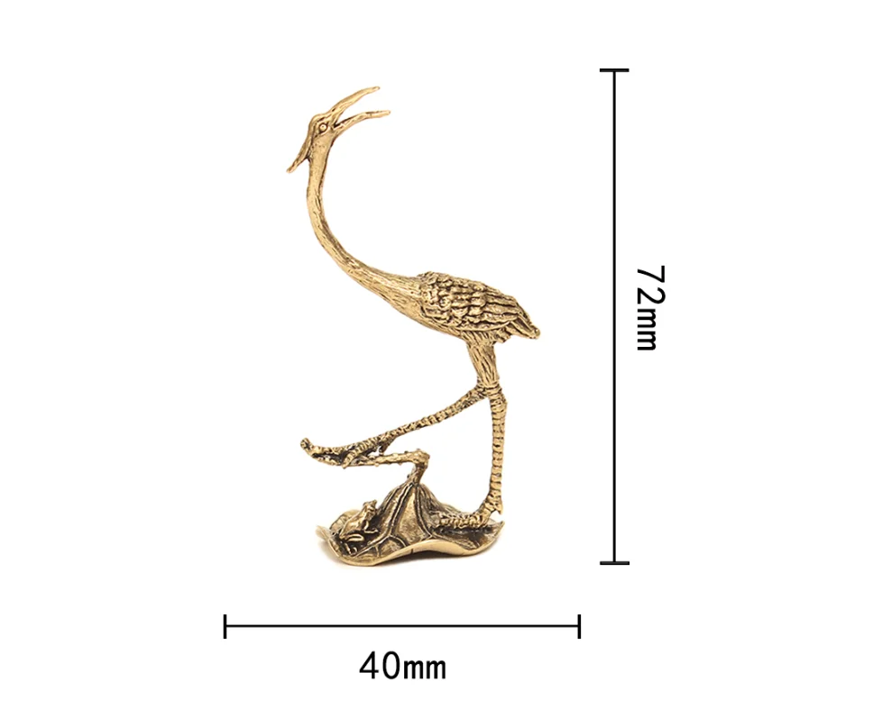 Solid Brass red-crowned crane Copper ornament Desk Decoration Office Crafts Collection M776