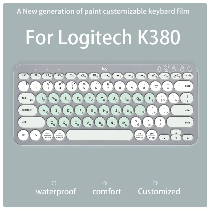 

Besegad for Logitech K380 Keyboard Colorful Laptop Silicone Cover Skin Sticker Bluetooth-compatible Keyboard Protective Case