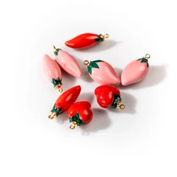 Ceramic Cartoon Pepper Shape Plant Pendant Earrings Necklace Making Materials XN614