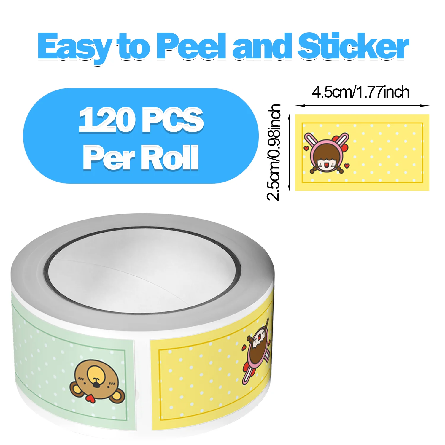 1Roll(120Pcs) Cartoon Name Tags Stickers 16 Designs Decals Kids Teacher Reward Labels School Supplies Various Gift Packaging