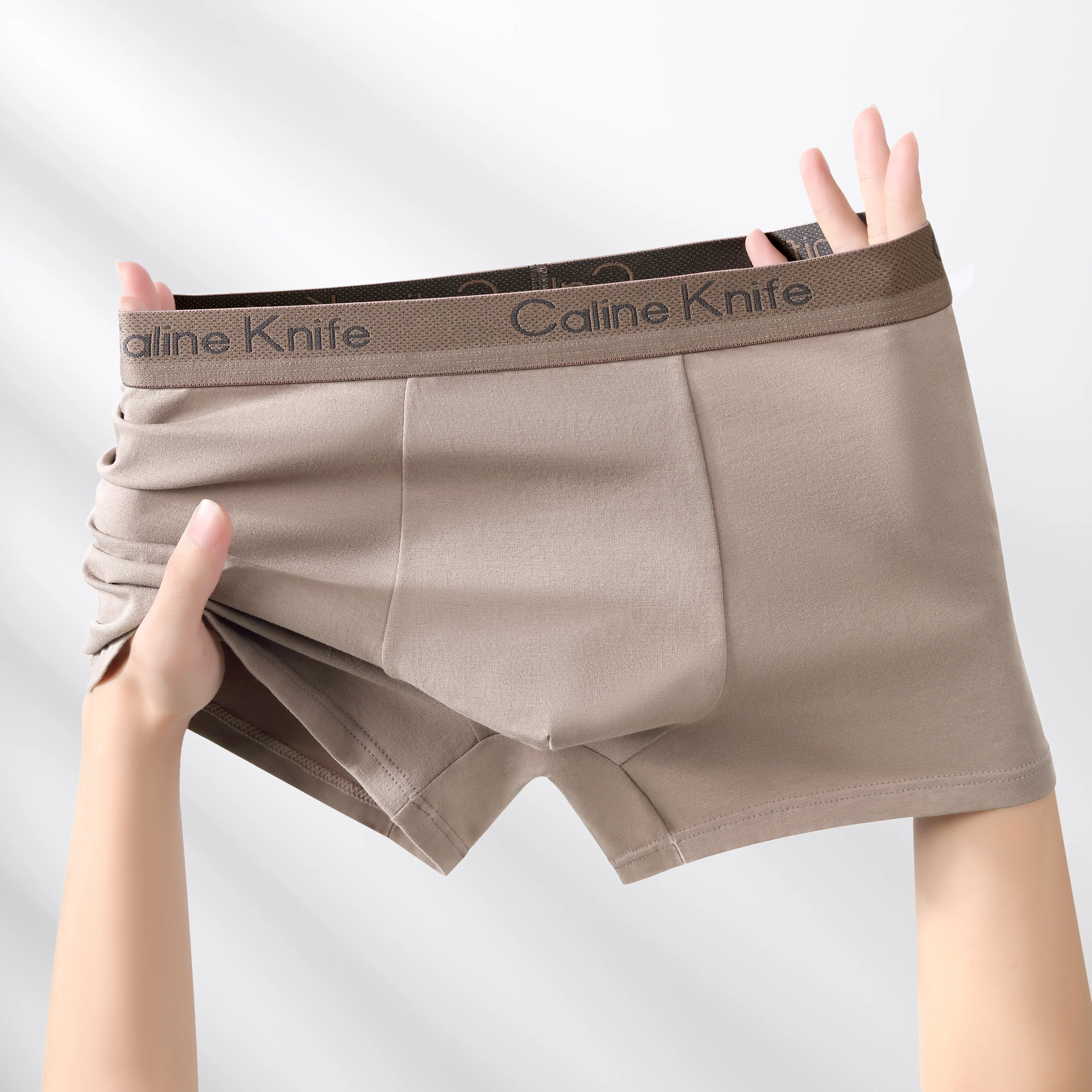 Caline سكين الرجال الملاكم ملابس داخلية جيدة التهوية القطن الخالص 2025 جديد منتصف الخصر أربعة الزوايا ملخصات 10A مضاد للجراثيم 1 قطعة L-3XL #5