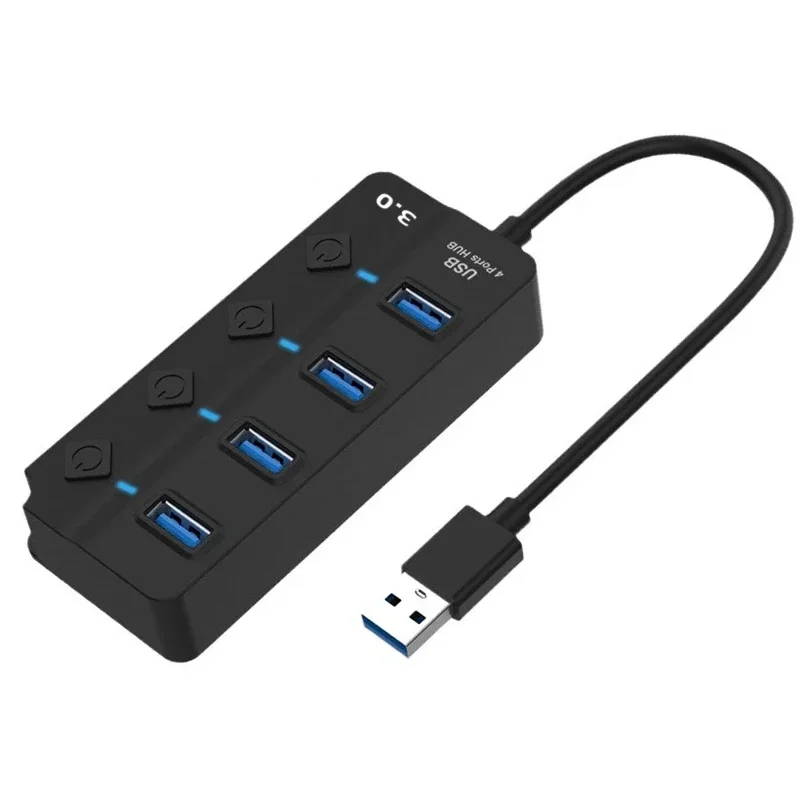USB3.0 HUB 4in1 7in1USB Splitter 2.0 USB Adapter Multi-Port Unabhängige Netzschalter Extender 30CM Kabel