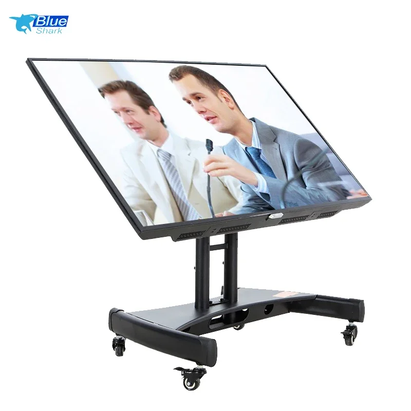 2026 New 35 Degree Adjustable Viewing Angle Mobile TV Mount Stand/Low Height Monitor Cart With Wheels For 32-75 Inch Flat Curved