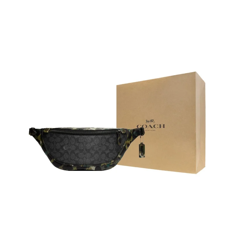 COACH Canvas With Pebbled Leather Sling Bag, Fanny Pack Large Men's Black C9730-A5F view 2