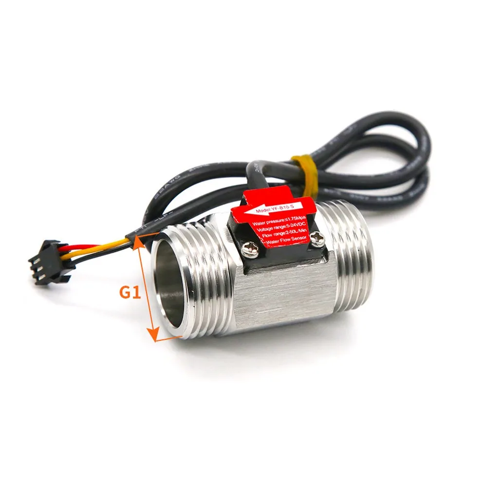 

G1 Water Flow Sensor Hall Effect Flow Meter DN25 Stainless Steel Turbine Flow Sensor 2-50L/min DC3.5-24V for Water Heater