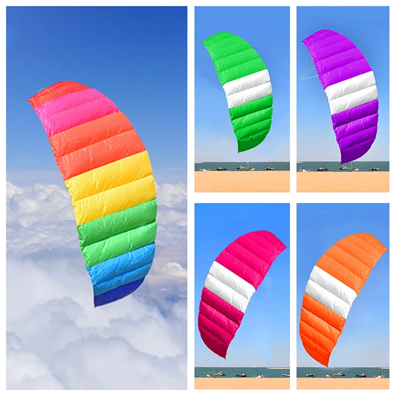 

free shipping 210cm dual line sport power kite flying for new beginner parachute rainbow umbrella octopus kite outdoor play fun