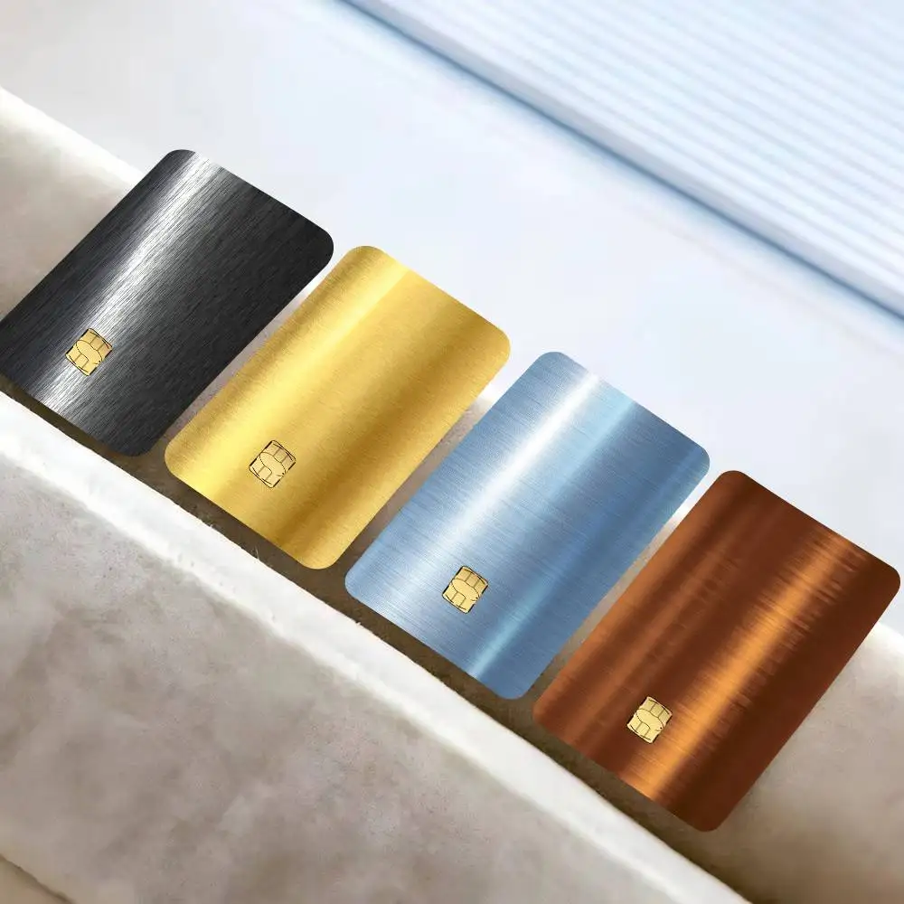 Metal Color   1 set of 4 pcs Sticker Film Skin Cover Case for Small Large No Chip Debit Credit Card Front Side