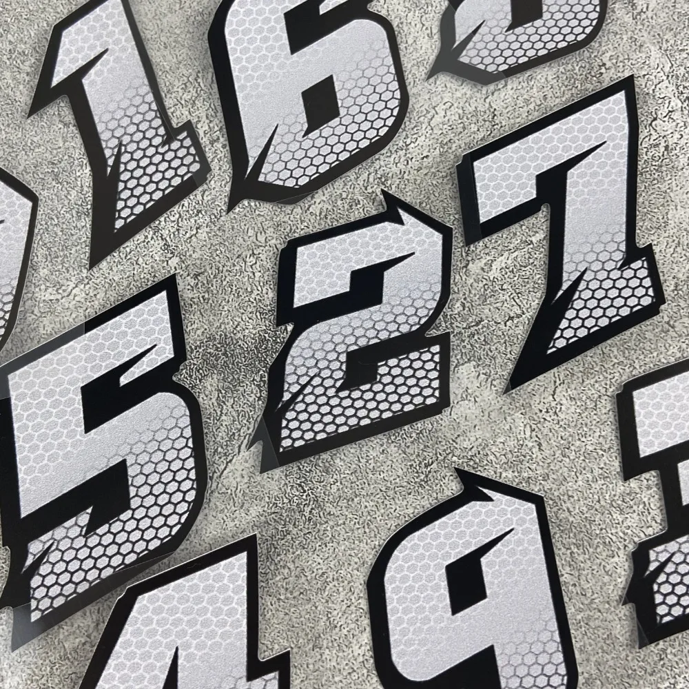 1PC 0123456789 Funny Honeycomb Style Number Motorcycle Stickers Motorbike Fuel Tank Side Panels Scooter Helmet DIY Vinyl Decals image 3