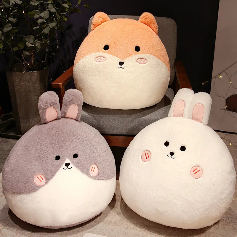 

30/60cm Cute Stuffed Animals Throw Pillow Toy Kawaii Cat Rabbit Shiba Inu Dog Plushies Cushion Fluffy Soft Kids Toys Home Decor