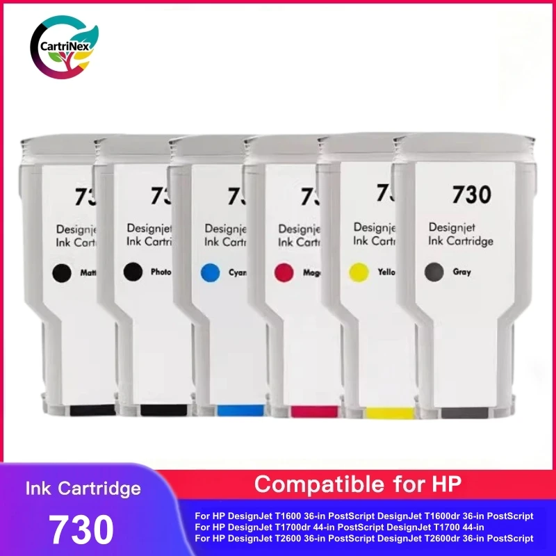 Compatible 300ML For HP 730 For HP730 Ink Cartridge Full With Pigment & Dye DesignJet T1600 T1600dr T1700 T1700dr T2600 T2600dr