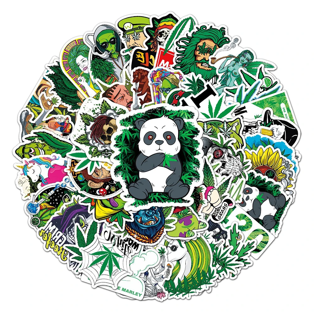 10/30/50pcs Funny Characters Leaves Weed Smoking Graffiti Stickers Laptop Car Stationery Helmet Motorcycle Cool Sticker Kids Toy