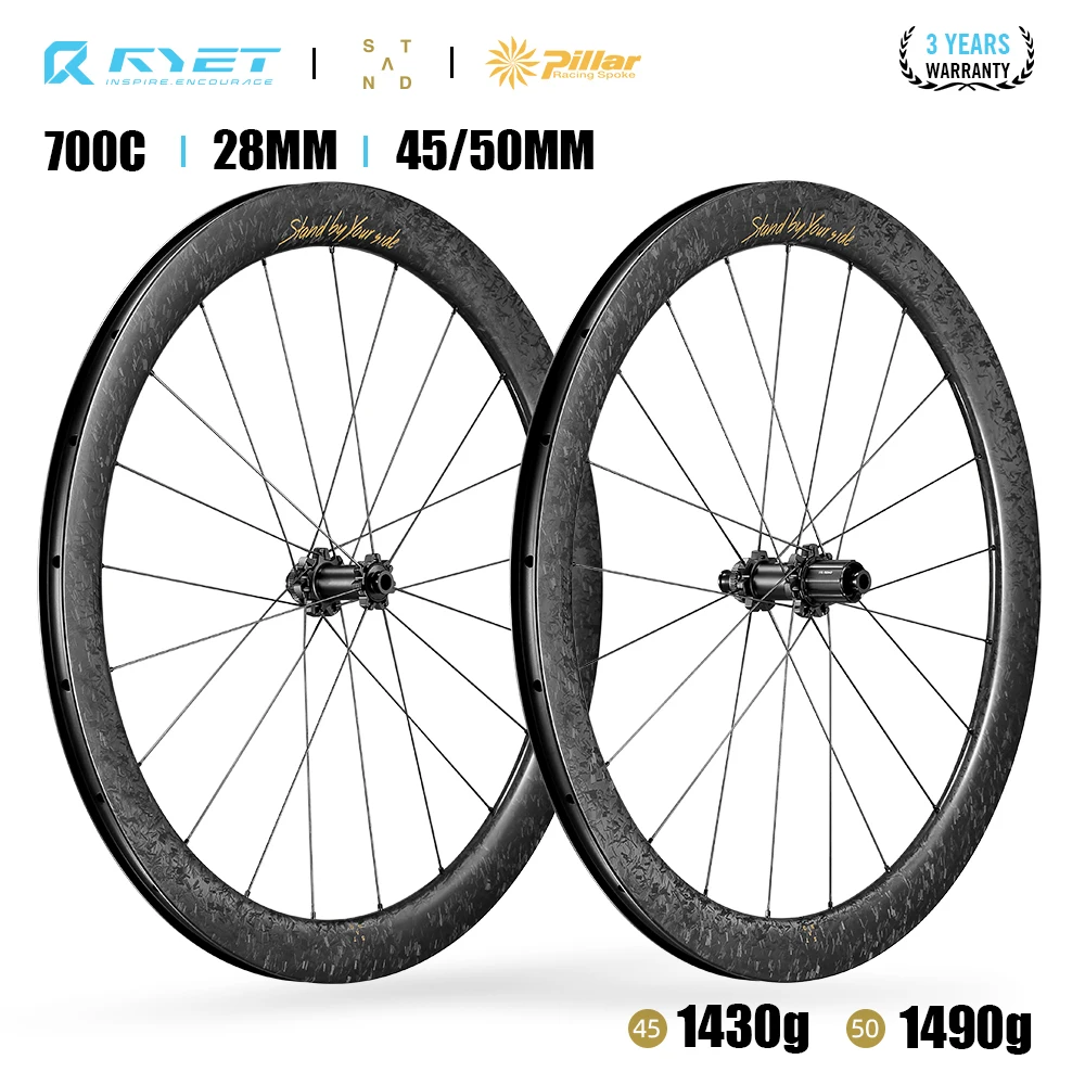 RYET Full Carbon Road Bike Wheels 36T Ratchet 21H Disc Brake CenterLock Bicycle Rimsets Pillar Racing Cycling Rims Bicycle Parts