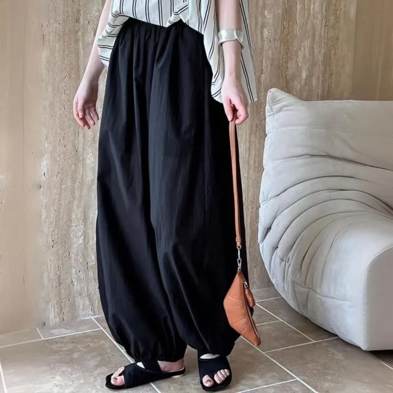 Casual Wide Leg Pants Women High Waist Loose Fitting A-Line Lantern Pants Women's Summer New Slimming Long Trousers