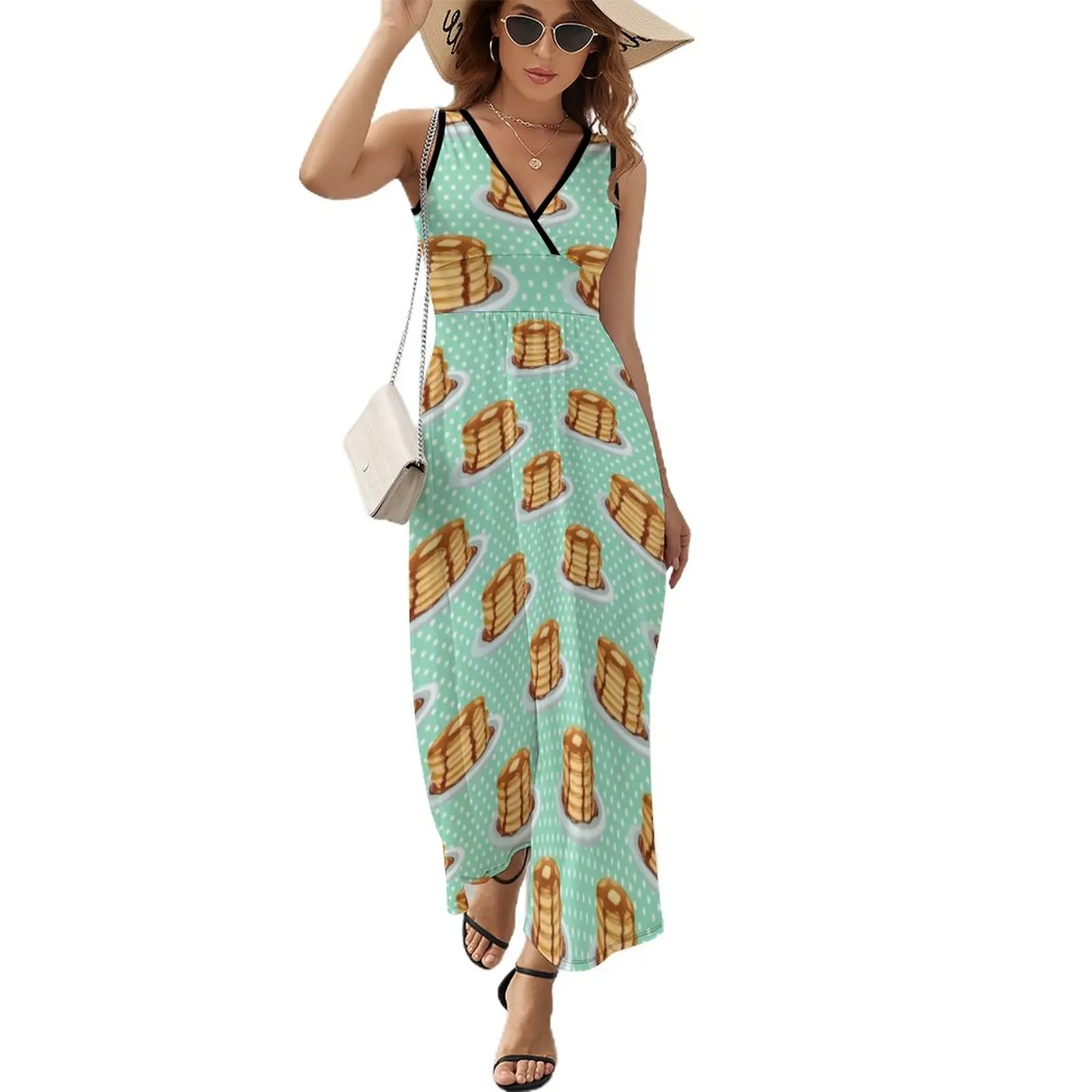 

Pancakes with Maple Syrup Pattern Sleeveless Dress Dress women Women's skirt