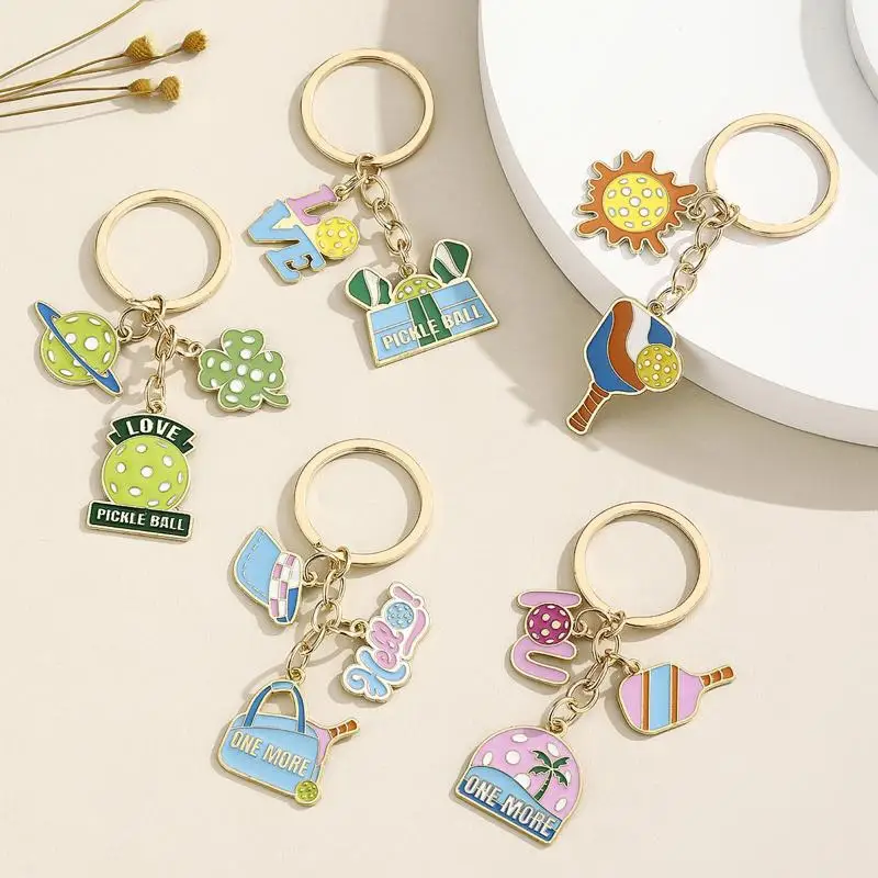 Pickleball Bag Tag Keyring Hot Selling English Pickball Pendant For Party Hoilday Handbag Birthday Gift Car Keychain Accessories