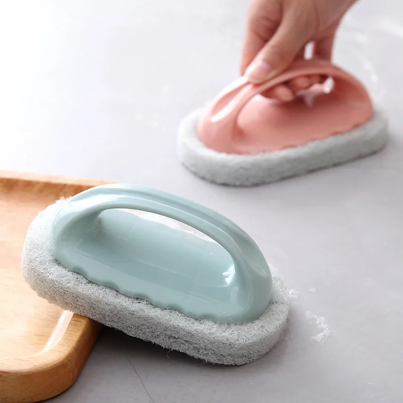 Household ceramic tile cleaning brush - Nordic kitchen model with handle and sponge scrubber - multi-functional plain-colored ba - Detail 1