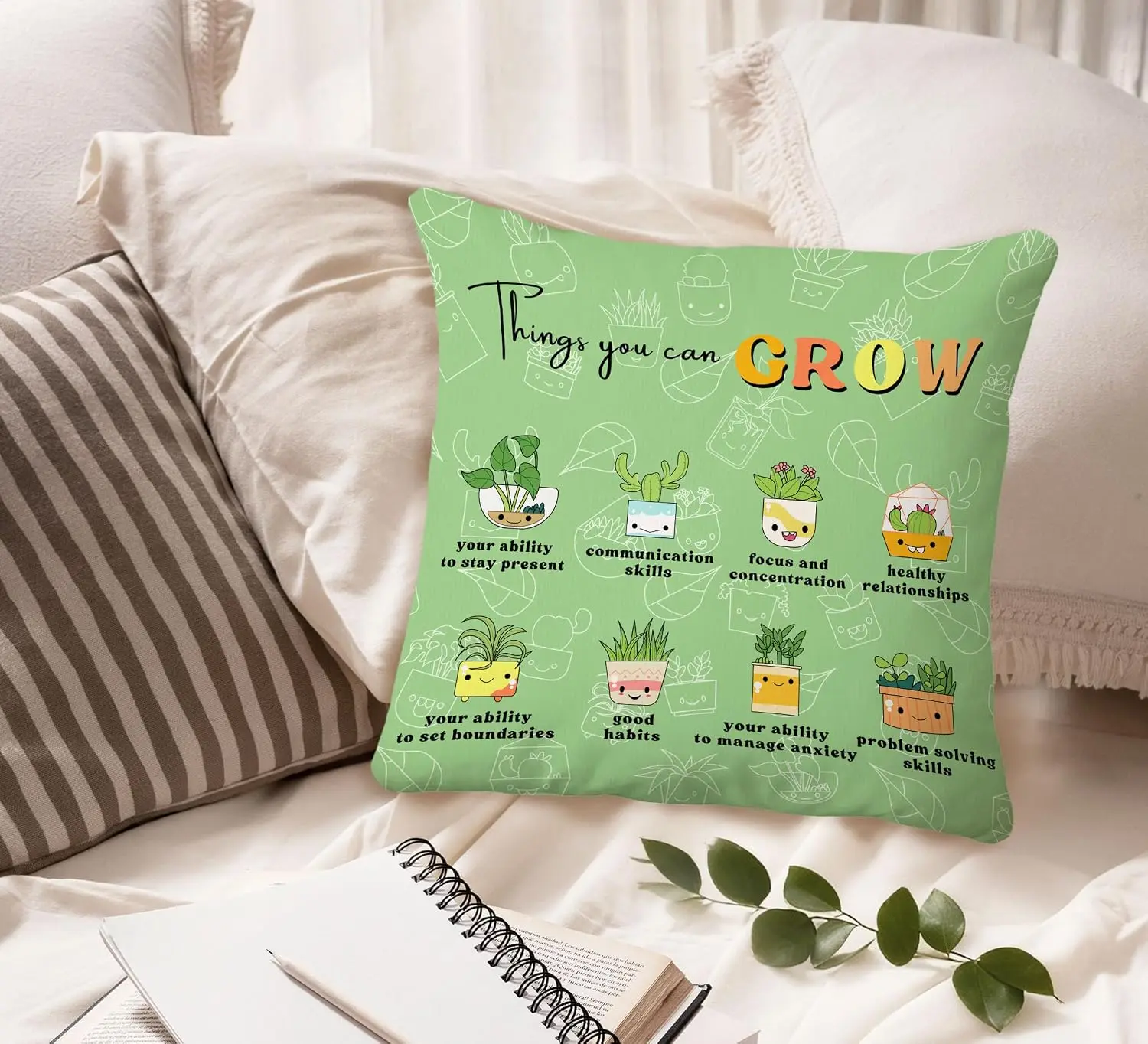 Self Care Pillowcase 45x45cm Mental Health Print Cushion Cover Motivation Home Decor Gift Affirmation Decor