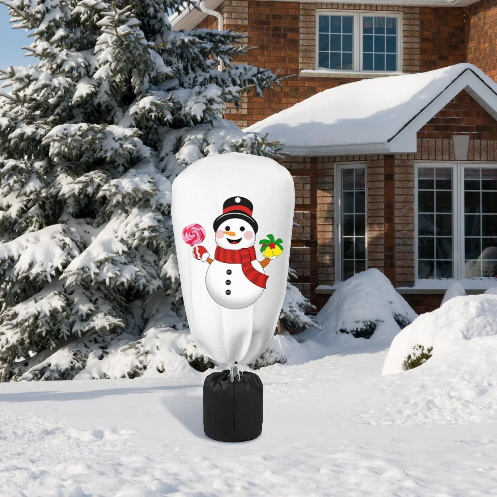 

Plant Covers Freeze Protection Christmas Prints Winter Plant Protector Non-woven Fabric Breathable Guard With Drawstring Buckle