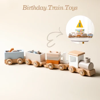 Montessori Speelgoed Houten Trein Verjaardag Speelgoed Baby Educatief Speelgoed Houten Trolley Baby Leren Speelgoed Aantal Houten Babyspeelgoed Geschenken